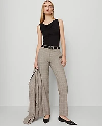 Ann Taylor The Straight Pant Plaid Copper/Cream Multi Women's