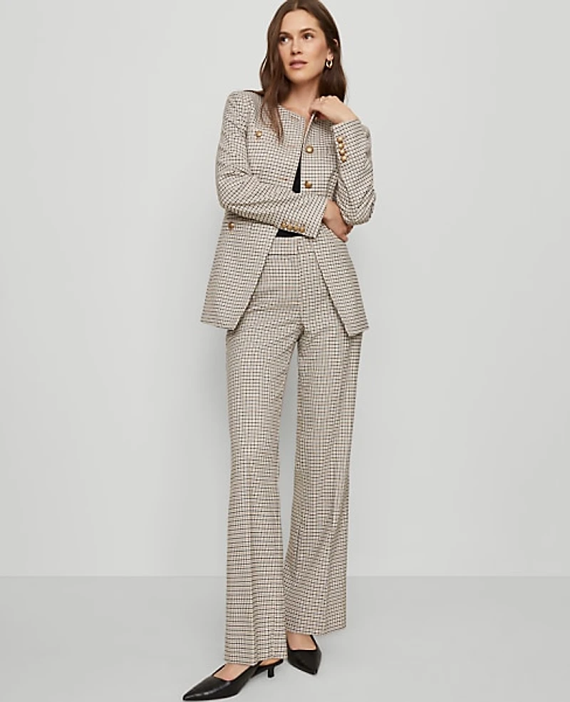 Ann Taylor The Petite Jayne Trouser in Houndstooth Size 12 Cafe Au Lait Women's