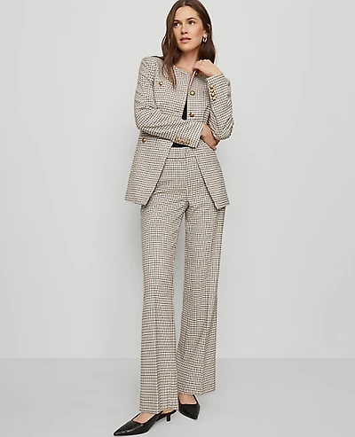 Ann Taylor The Petite Jayne Trouser in Houndstooth Size 12 Cafe Au Lait Women's