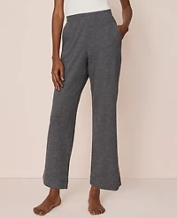 Ann Taylor Ribbed Wide-Leg Lounge Pants Dark Graphite Heather Women's