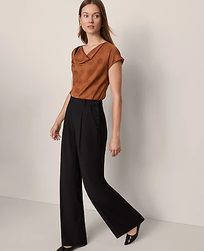 Ann Taylor The Side Button Wide-Leg Pant Women's