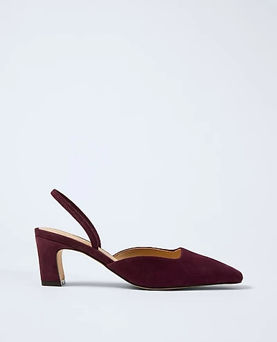 Ann Taylor Suede Slingback Pump Rich Cranberry Women's