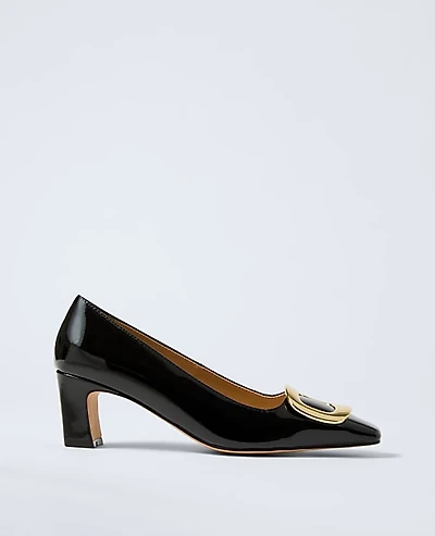 Ann Taylor Patent Leather Buckle Pump Size 5 Black Women's