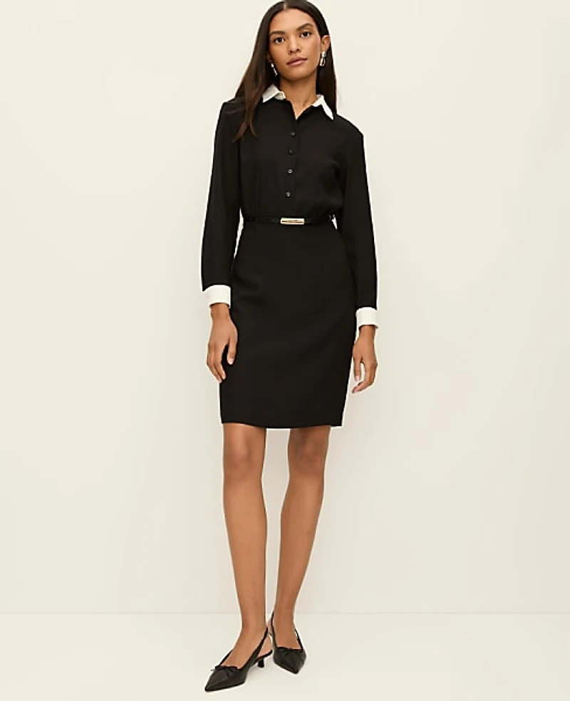 Ann Taylor Belted Sheath Dress Black Women's
