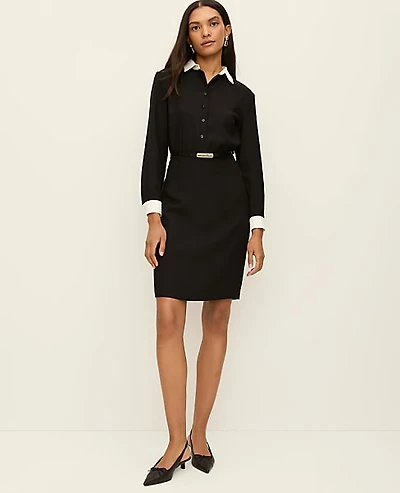Ann Taylor Belted Sheath Dress Size 14 Black Women's