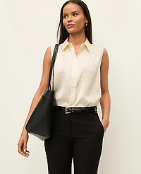 Ann Taylor Dotted Sleeveless Shirt Size XL Feather Women's