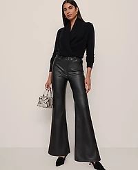 Ann Taylor The Faux Leather Flare Pant Black Women's