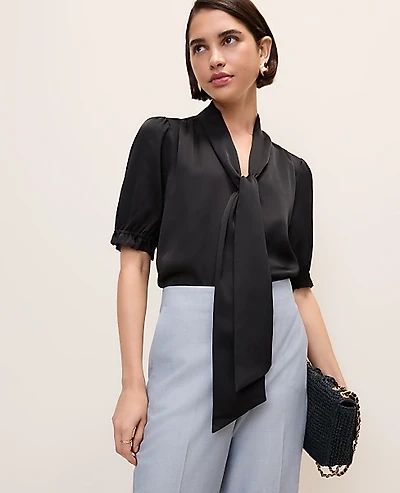 Ann Taylor Satin Bow Blouse Women's