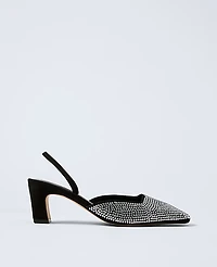 Ann Taylor Suede Embellished Slingback Pump Black Women's