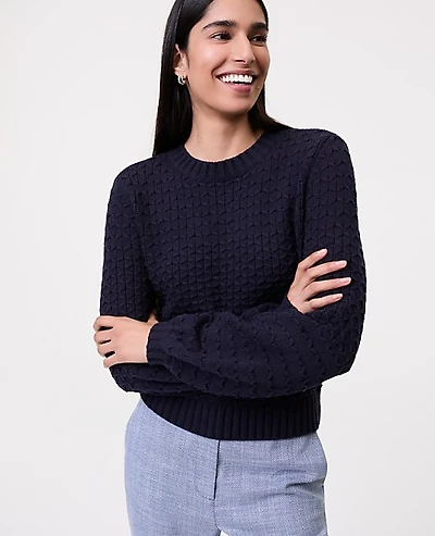 Ann Taylor Honeycomb Cable Crew Neck Sweater Women's