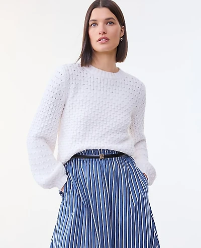 Ann Taylor Honeycomb Cable Crew Neck Sweater Women's