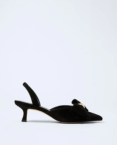 Ann Taylor Suede Bow Slingback Pump Women's