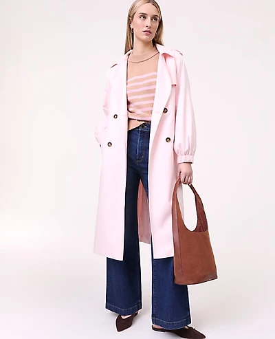 Ann Taylor Weekend Hooded Trench Coat Blush Haze Women's