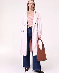 Ann Taylor Weekend Hooded Trench Coat Blush Haze Women's