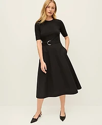 Ann Taylor Mixed Media Flare Midi Dress Women's