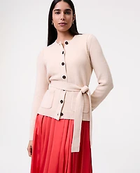 Ann Taylor Belted Crew Neck Cardigan Sail Cloth Women's