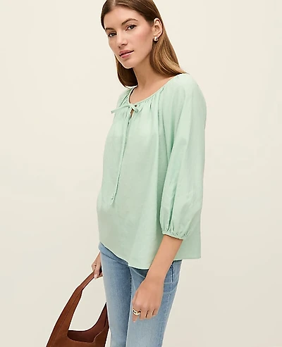 Ann Taylor Weekend Linen Blend Blouse Women's