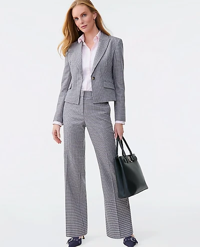 Ann Taylor The Jayne Trouser Houndstooth Blue/Tan Multi Women's
