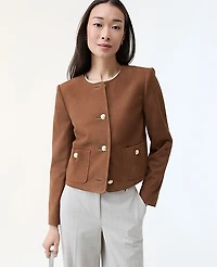 Ann Taylor The Crew Neck Jacket Suede Rich Umber Women's