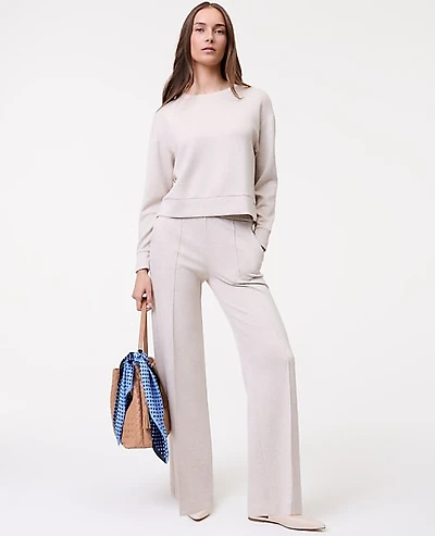 Ann Taylor Weekend Wide-Leg Pant CloudPlush Heather Women's