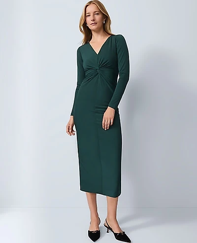 Ann Taylor Petite V-Neck Knit Sheath Dress Ponderosa Pine Women's