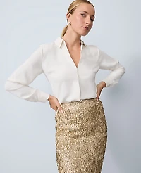 Ann Taylor Camp Shirt Winter White Women's