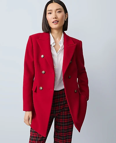 Ann Taylor Petite Fitted Double Breasted Coat Size 4 Jewel Red Women's