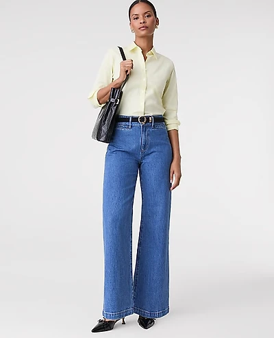 Ann Taylor The Petite Wide-Leg Jean Size 8 Classic Indigo Wash Women's