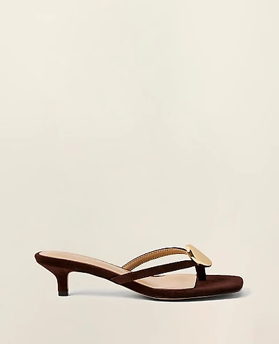 Ann Taylor Suede Kitten Heel Sandal Pure Chocolate Women's