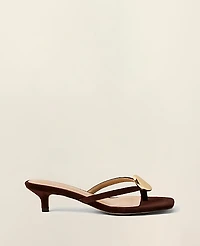 Ann Taylor Suede Kitten Heel Sandal Pure Chocolate Women's