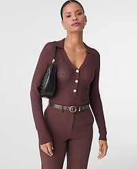 Ann Taylor Pointelle Polo Sweater Women's