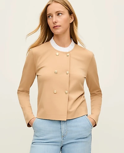 Ann Taylor Ruffle Collar Knit Jacket Women's