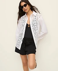Ann Taylor Eyelet Oversized Shirt Women's