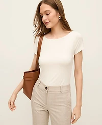 Ann Taylor Boatneck T-Shirt Size Large Winter White Women's