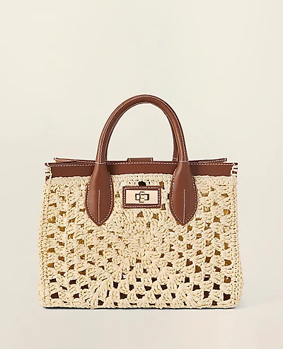 Ann Taylor Woven Straw Tote Natural Women's
