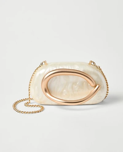 Ann Taylor Hardware Embellished Pearl Clutch Handbag Pearl Shadow Women's