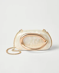 Ann Taylor Hardware Embellished Pearl Clutch Handbag Pearl Shadow Women's
