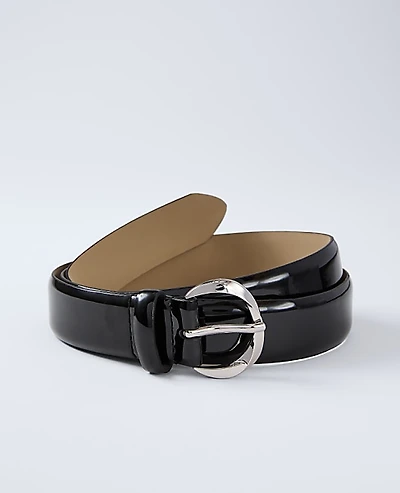 Ann Taylor Patent Twisted Buckle Belt Size XS Black Women's