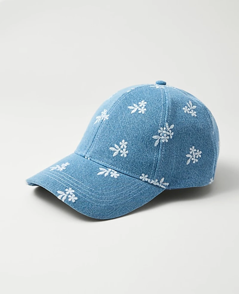 Ann Taylor Weekend Embroidered Baseball Cap Daybreak Dew Women's