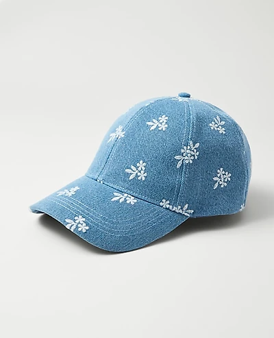 Ann Taylor Weekend Embroidered Baseball Cap Daybreak Dew Women's