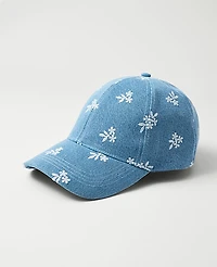 Ann Taylor Weekend Embroidered Baseball Cap Daybreak Dew Women's