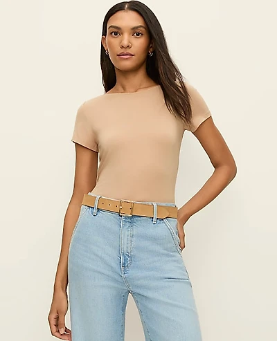 Ann Taylor Boatneck T-Shirt Cafe Au Lait Women's
