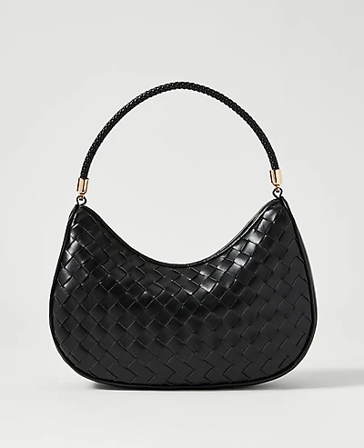 Ann Taylor Weekend Woven Shoulder Bag Black Women's