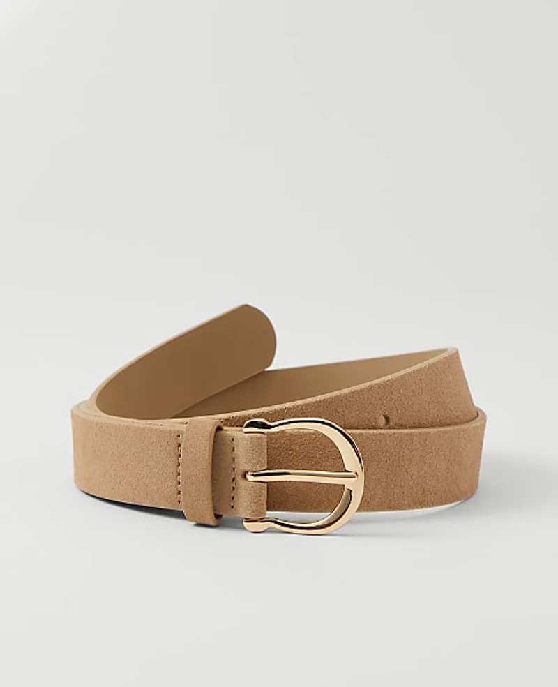 Ann Taylor Round Buckle Suede Belt Size XL Natural Tan Women's