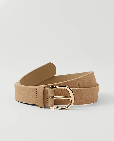 Ann Taylor Round Buckle Suede Belt Size XL Natural Tan Women's