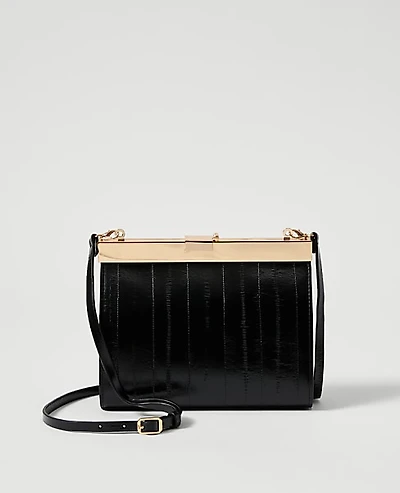 Ann Taylor Embossed Clutch Handbag Black Women's