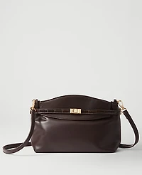Ann Taylor Croco Small Belted Clutch Handbag Dark Chocolate Women's