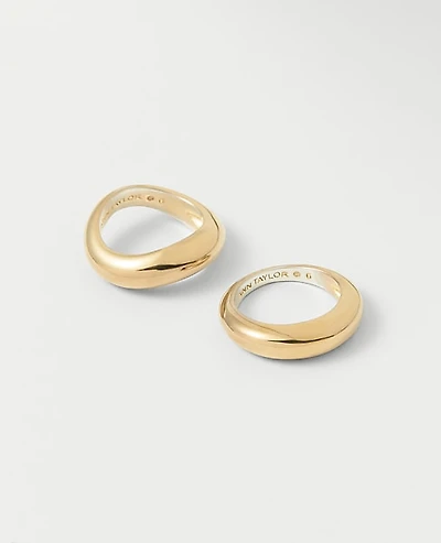 Ann Taylor Metal Stacked Ring Set Goldtone Women's