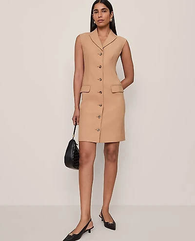 Ann Taylor The Peak Lapel Blazer Dress Size 4 Sesame Women's