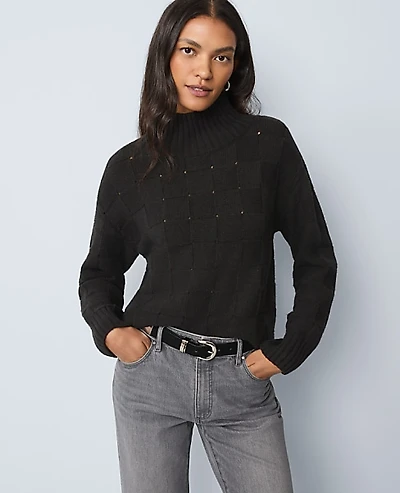 Ann Taylor Weekend Textured Turtleneck Sweater Women's